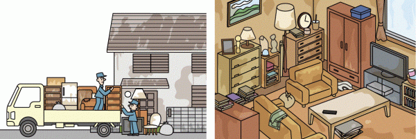 家財道具を整理する画像