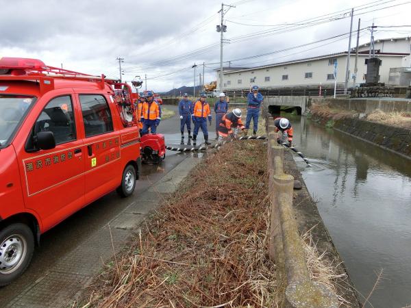 ポンプ操作訓練　水利確保