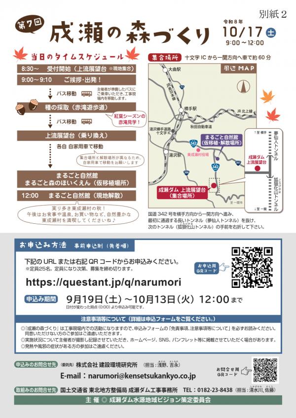 成瀬の森づくりチラシ裏