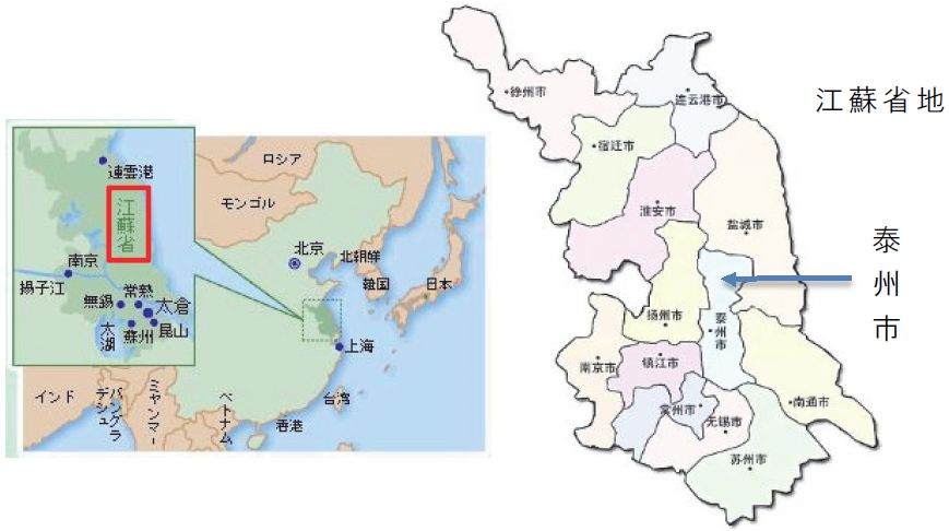 泰州市の位置図